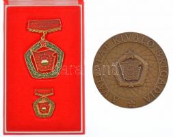 DN Szocialista Brigád - A Vállalat Kiváló Brigádja kitüntető jelvény miniatűrrel, eredeti tokban + Vincze Dénes (1914-1972) DN A Vállalat Kiváló Brigádja Br plakett (70mm) T:1-