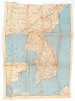 Korea térképe, Szikra Könyvkiadó, szakadásokkal, 82×57 cm