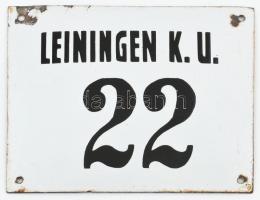 Leiningen K. u 22. zománc tábla 15x20 cm Sérüléssel