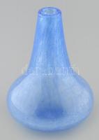 Karcagi, berekfürdői kraklé / fátyol üveg váza. Formába fújt, hibátlan. m: 18 cm