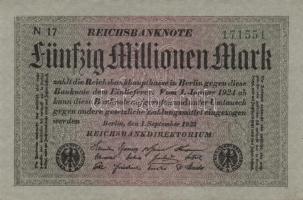 Német Birodalom / Weimari Köztársaság 1923. 50.000.000M(3x) T:I,I-