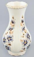 Zsolnay porcelán búzavirágmintás váza, kézzel festett, jelzett, hibátlan, m: 18,5 cm