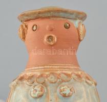 Kiss Roóz Ilona (1920-2010): Olvasó lány. Mázas kerámia, kézzel festett, jelzett, hibátlan. 19 cm