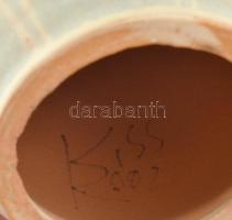 Kiss Roóz Ilona (1920-2010): Olvasó lány. Mázas kerámia, kézzel festett, jelzett, hibátlan. 19 cm