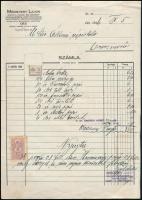 1944 Dés (Dej, Észak-Erdély), Medgyesy Lajos könyv-, papír- és írószer-kereskedő fejléces számlája, az oroszmezői m. kir. állami népiskola részére kiállítva, 30+5f illetékbélyeggel