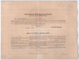 Német Birodalom / Bielefeld 1856. "Ravensbergi Fonoda" részvénye 200T-ról szárazpecsétekke...