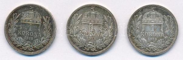 1915KB 1K Ag "Ferenc József" (3x) T:1-,2 patina Adamo K5.1