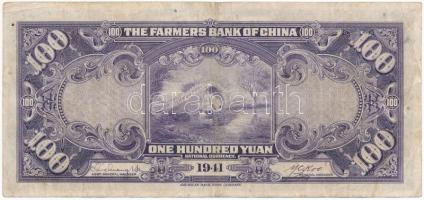 Kínai Köztársaság / Farmers Bank of China 1941. 100Y "ZA974725" T:III kis folt
Republic o...
