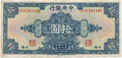 Kínai Köztársaság / Sanghaj 1928. 10$ SX 362634 MK T:III folt Republic of China / Shanghai 1928. 10 Dollars SX 362634 MK C:F spot Krause P#197