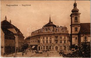 1918 Nagyszeben, Hermannstadt, Sibiu; Nagykörút, üzletek. Vasúti levelezőlapárusítás 5927. / street view, shops