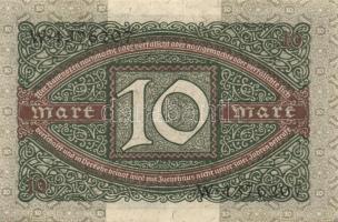 Német Birodalom / Weimari Köztársaság 1920. 10M (2x) kis ugrású sorszámokkal T:I,I-