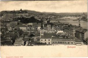 1903 Budapest I. Kilátás a Krisztinaváros felől, Királyi vár, Lánchíd, Tabán. Stengel & Co. (EK)