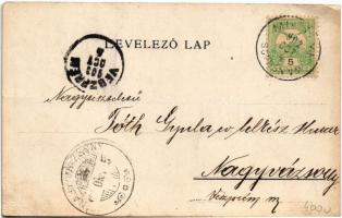 1902 Balatonfüred, Balaton térkép, szálloda, villa, fürdő. Károlyi Gy. kiadása. Art Nouveau, floral,...