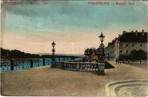 1913 Pozsony, Pressburg, Bratislava; Batthyány part / Battyáni Quai / street view, riverside (EK)
