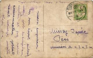 1916 Nagyenyed, Aiud; Micsey László hadnagy a vasútállomáson, vonat / WWI Austro-Hungarian K.u.K. mi...