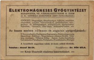 1919 Budapest VII. Elektromágneses Gyógyintézet a Dr. Grünwald szanatórium kerti pavilonjában. Vezet...