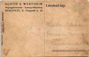 Schön & Wertheim magnagykereskedés reklámja. Budapest XIII. Visegrádi utca 29. / Hungarian seed ...