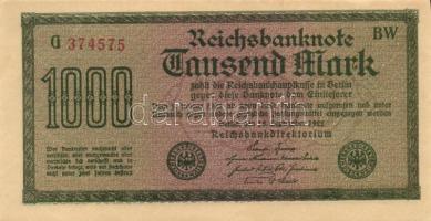 Német Birodalom / Weimari Köztársaság 1922. 1000M (3x) kis ugrású sorszámokkal T:I,I-