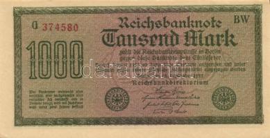 Német Birodalom / Weimari Köztársaság 1922. 1000M (3x) kis ugrású sorszámokkal T:I,I-