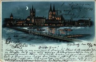 1899 (Vorläufer) Köln, Cologne; general view at night. W. Hagelberg Art Nouveau, litho (EK)