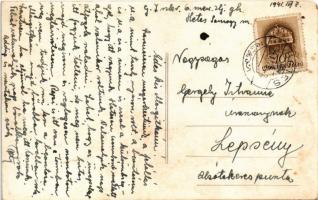 1941 Hetes, Római katolikus templom és plébánia, Református templom, lelkészlakás és iskola, falu ré...