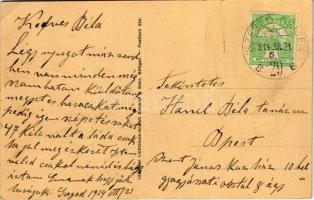 1914 "Sabino" / Cirkuszi bohóc / Circus clown + "SZEGED - OSIJEK 29 B" vasúti mo...