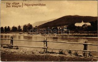 1914 Vágzsigmondháza, Zsigmondháza, Orlové (Vágbeszterce, Povazská Bystrica); Vágvölgy, Hohenlohe herceg kastélya. Waldapfel Gyula kiadása / Das Waagtal / Povazie / castle (fa)