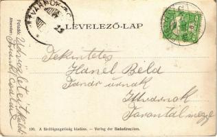 1910 Pöstyén, Pistyan, Piestany; Szlovák népviselet a kútnál / Slovakische Bauerntracht / Slovak fol...