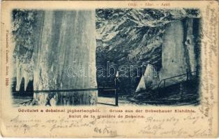 1901 Dobsina, Dobschau; Dobsinai jégbarlang, belső. Oltár. Wlaszlovits Gusztáv kiadása / Eishöhle Dobsina. Altar / Dobsinská ladová jaskyna / ice cave, interior (EB)