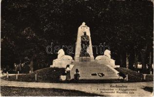 Karánsebes, Caransebes; A király szobor, I. Ferenc József. Halász Nándor kiadása / Königsdenkmal / Monumentul Majestätii Sale / statue of Franz Joseph I of Austria (fa)