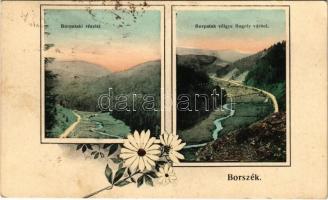 1922 Borszék, Borsec; Borpatak völgye a Bagolyvárból. Soós kiadása / Valea Borcutului / valley. Floral (fl)