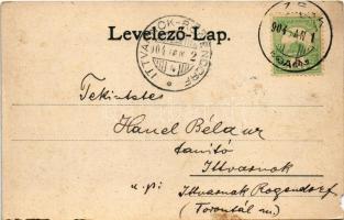 1904 Izsák, indóház, vasútállomás, gőzmozdony, vonat, Városháza, Mária szobor, Református és katolik...