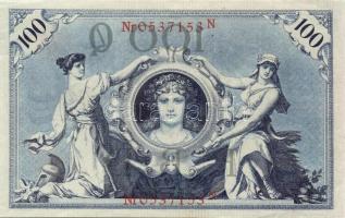 Német Birodalom / Császárság 1908. 100M (2x) kis ugrású sorszámokkal T:II