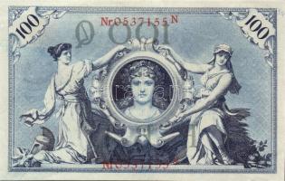Német Birodalom / Császárság 1908. 100M (2x) kis ugrású sorszámokkal T:II