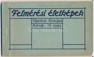 Felmérési életképek. Thuróczi Krachun Károly 10 rajza - képeslapfüzet 10 képeslappal. Koczányi Béla Kassa 1912-501. kiadása