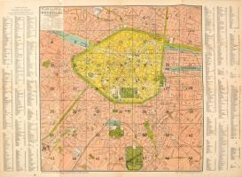 cca 1920 Plan de la Ville Bruxelles & des Faubourgs / Brüsszel térképe, utcajegyzékkel, Lith. C. Van Cortenbergh Fils, kisebb szakadásokkal, 58,5x42,5 cm / Map of Brussels