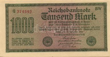 Német Birodalom / Weimari Köztársaság 1922. 1000M (5x) kis ugrású ill. egymás utáni sorszámokkal T:I