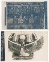 7 db RÉGI egyiptomi képeslap szobrokkal / 7 pre-1945 Egyptian postcards with sculptures