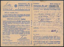 cca 1930-1940 Lotto Sorsjegyárusító Rt. sorsjegy rendelőlap, rajta ceruzával írt vers
