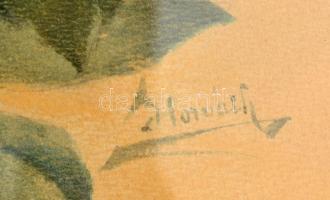 Horváth jelzéssel: Rózsacsokor. Akvarell, papír. Dekoratív, üvegezett fakeretben. 36x23 cm