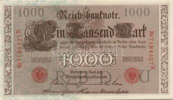 Német Birodalom / Császárság 1910. 1000M (2x) kis ugrású sorszámokkal T:I,I-