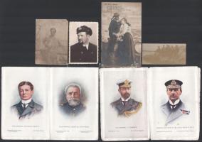 cca 1910-1920 5 db matrózokat, tengerészeket ábrázoló fotó és képes levelezőlap, közte egy megírt tábori posta