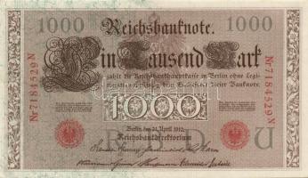 Német Birodalom / Császárság 1910. 1000M (2x) kis ugrású sorszámokkal T:I,I-