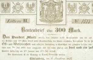 Német Birodalom / Königsberg 1899. "Kelet- és Nyugat-Poroszországi Nyugdíjbank Igazgatósága&quo...