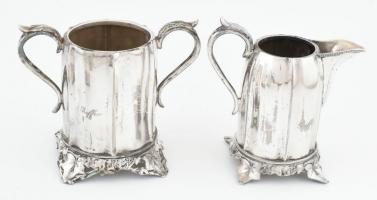 Taunton britain silver plate fém teás készlet, 4 db, fém, ezüstözött, oldalán "Griffin" né...