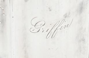 Taunton britain silver plate fém teás készlet, 4 db, fém, ezüstözött, oldalán "Griffin" né...