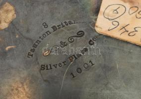 Taunton britain silver plate fém teás készlet, 4 db, fém, ezüstözött, oldalán "Griffin" né...