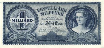 1946. 1.000.000.000MP erős, látványos papírráncokkal, festékcsíkkal T:II+