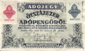 1946. 500.000.000AP 500P (4x) okirati illetékbélyeggel! Fantázia?! T:II+,II