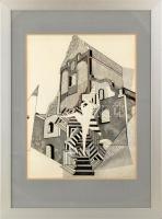Vásárhelyi Antal (1950-): Lépcsőtánc 1994. Tus, papír, jelzett, 50x38 cm